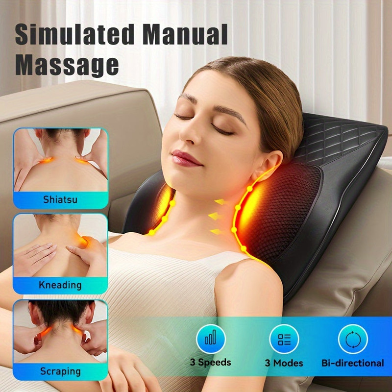 Heated Neck & Back Massager Pillow - Image 1