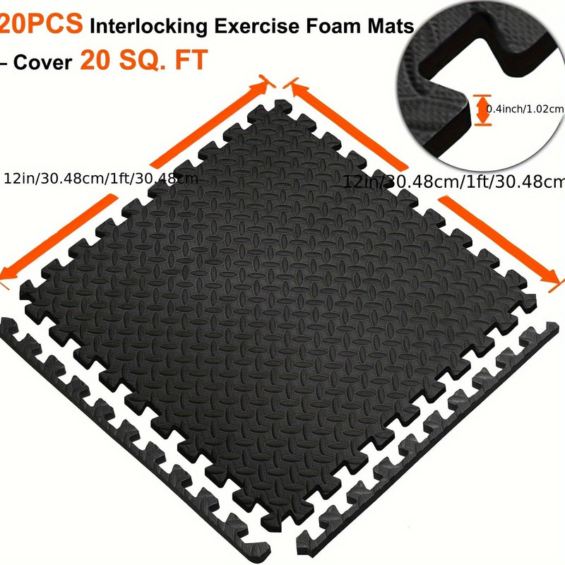 Interlocking Black EVA Fitness Mats Set (20pcs) - Image 4