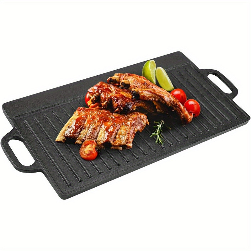 Non-Stick Cast Iron Griddle Pan, Double-Sided Grill - Image 3