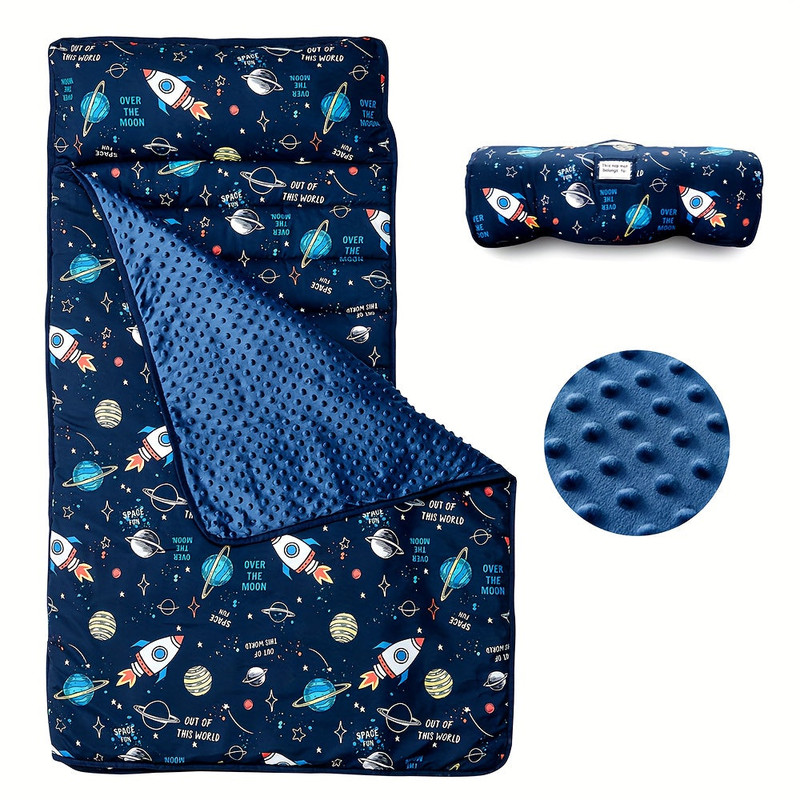 Rocket Pattern Nap Mat for Kids Travel & Daycare - Image 1