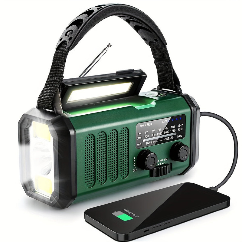 10000mAh Solar-Powered Emergency Radio with Flashlight - Image 1