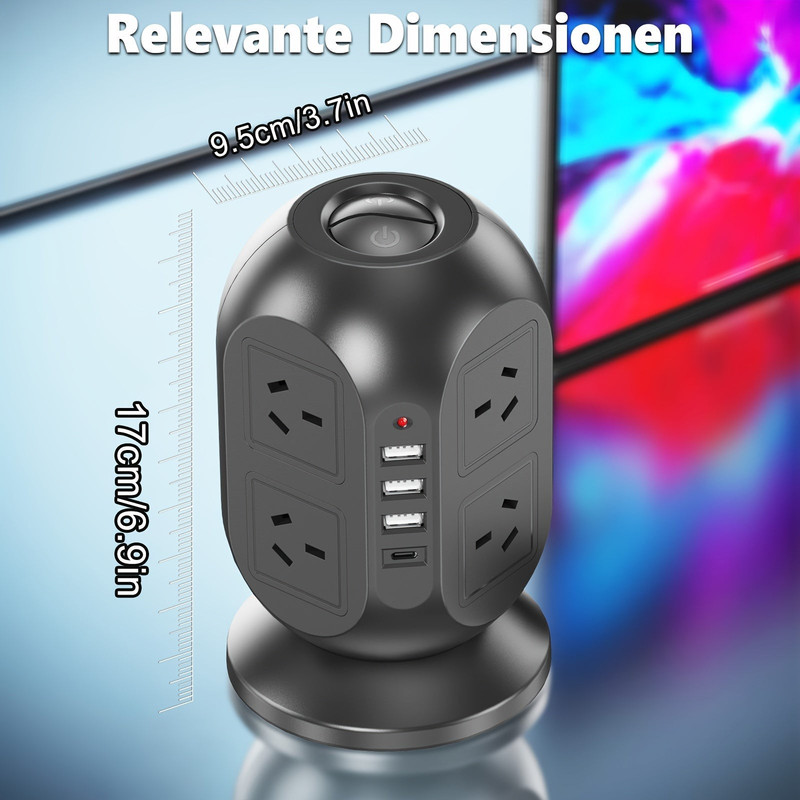 12-in-1 Tower Power Strip with USB - Image 1