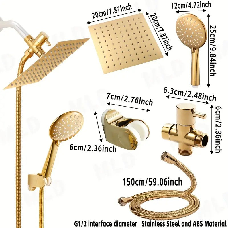 Golden Rainfall Shower Head Handheld Combo Set - Image 2