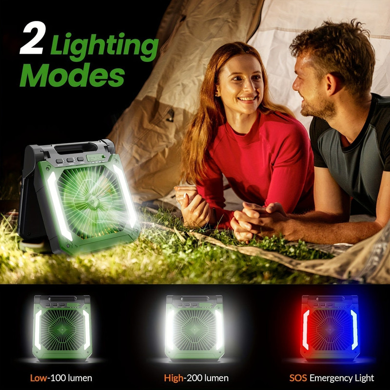 20000mAh Solar Camping Fan with LED Light - Image 1
