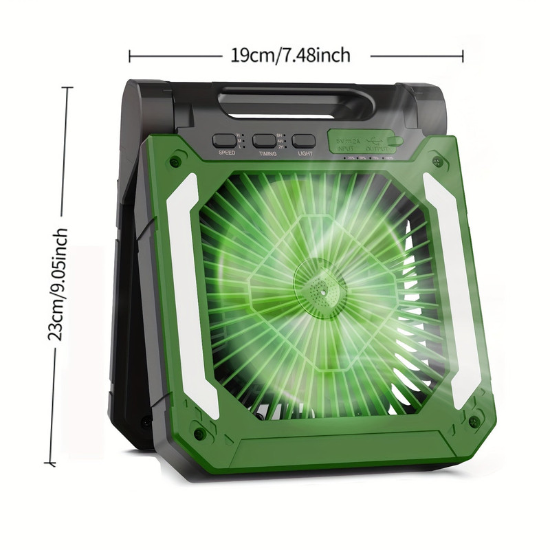 20000mAh Solar Camping Fan with LED Light - Image 3