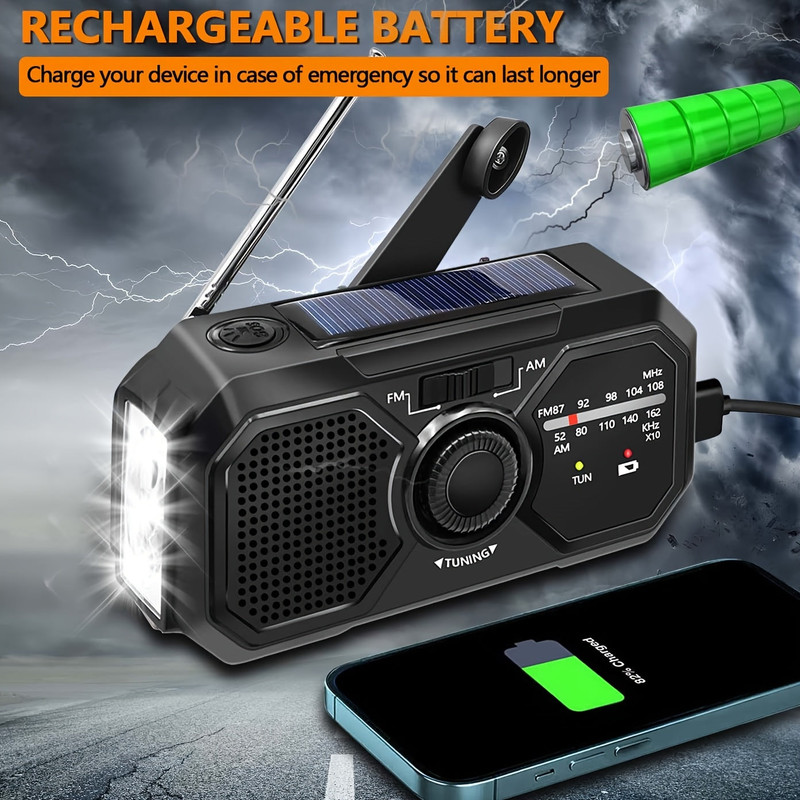 Emergency Radio Solar Hand Crank USB Power Bank - Image 5