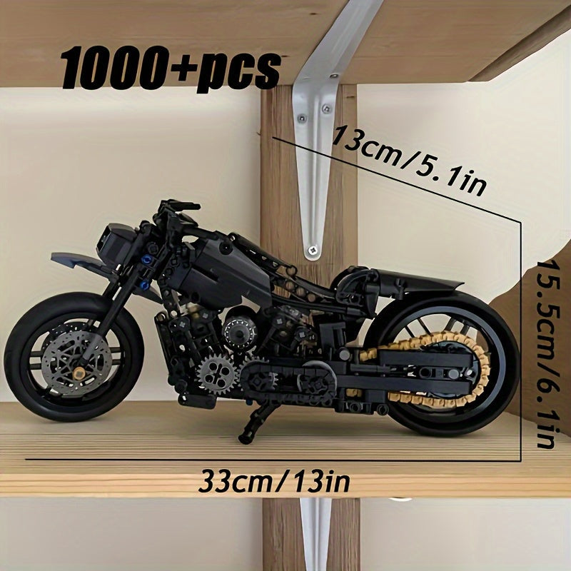 Retro Motorcycle Building Block Kit (1000pcs) - Image 1