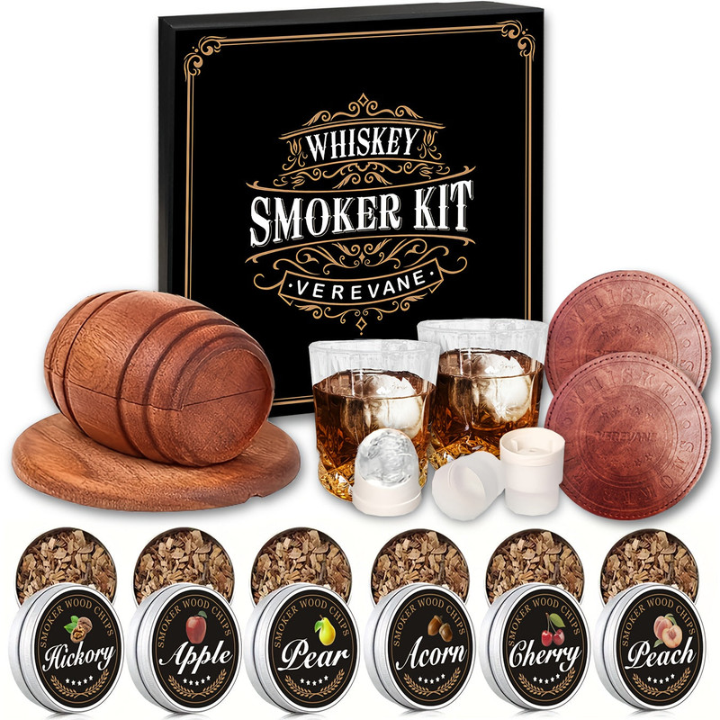 Whiskey Smoker Kit with 6 Wood Flavors & Accessories - Image 2