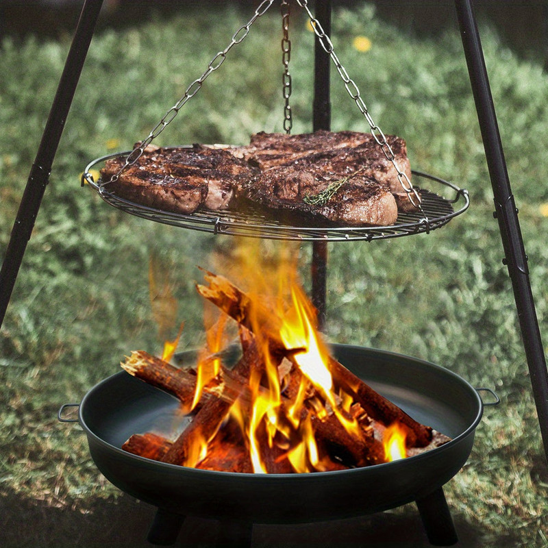 Outdoor Metal Fire Pit Bowl with Handles & Legs - Image 1