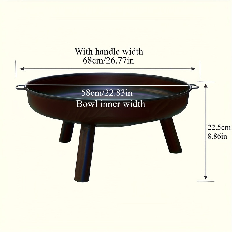 Outdoor Metal Fire Pit Bowl with Handles & Legs - Image 6
