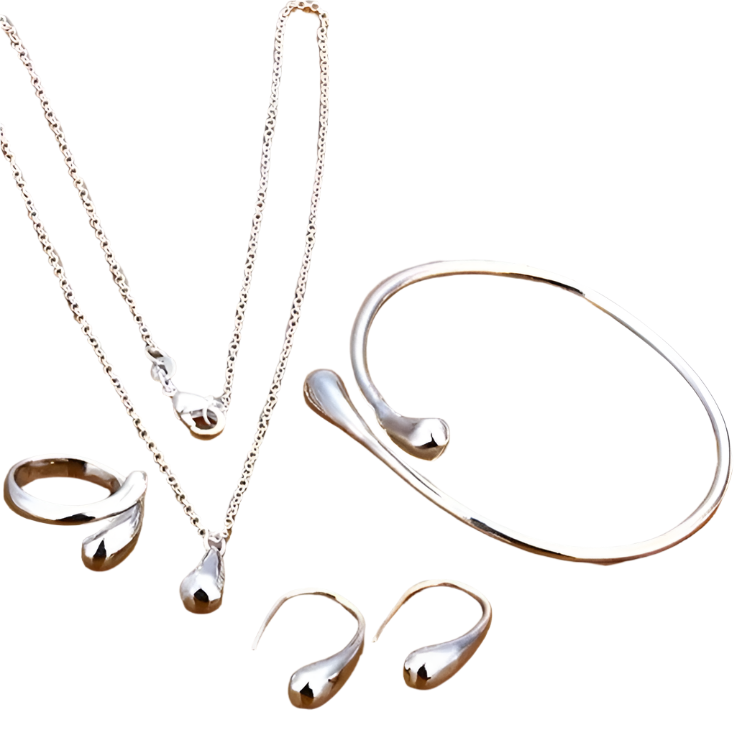Women's Silver Needle Jewelry Set (4 pcs) - Image 1