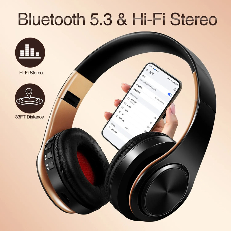 Wireless Bluetooth Headphones Gold - Image 1