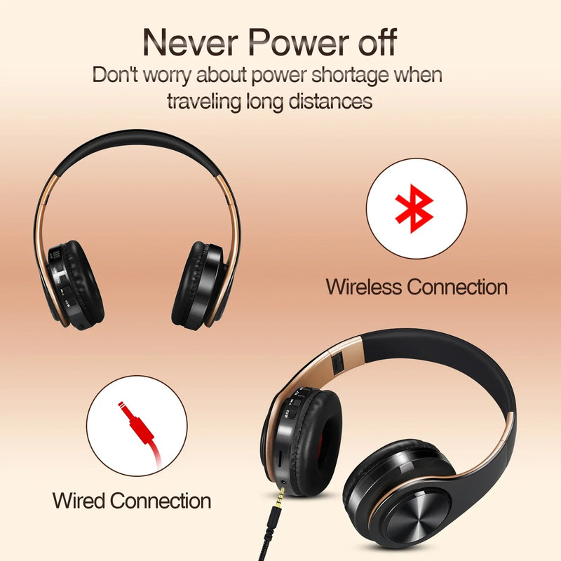 Wireless Bluetooth Headphones Gold - Image 2