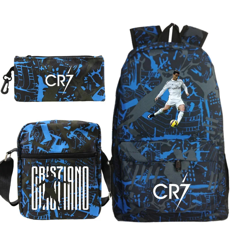 3-Piece CR7 Backpack Set Blue - Image 1