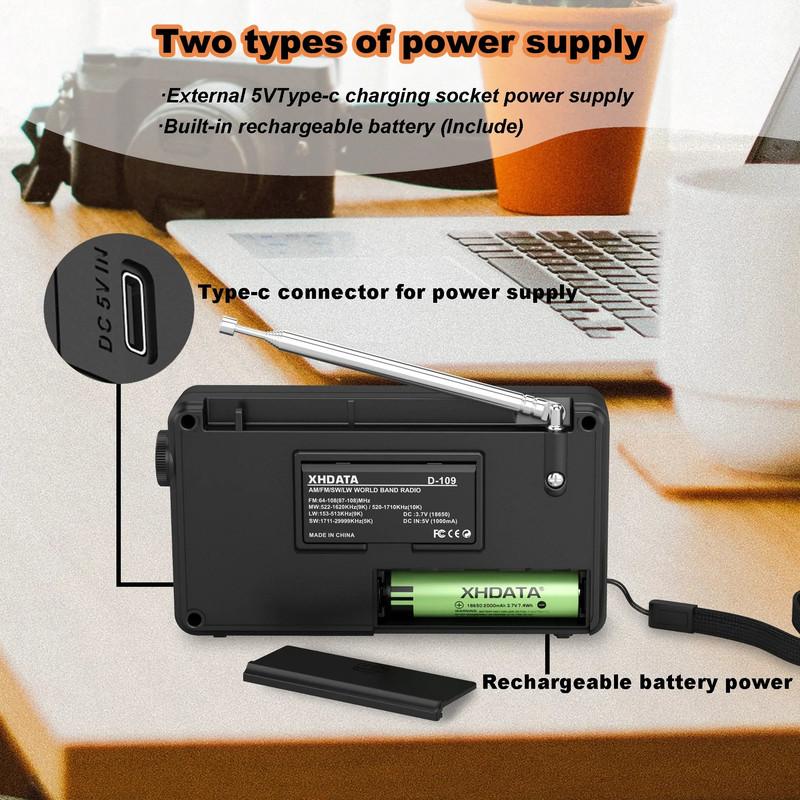 Stereo Digital Portable Radio Black - Image 4