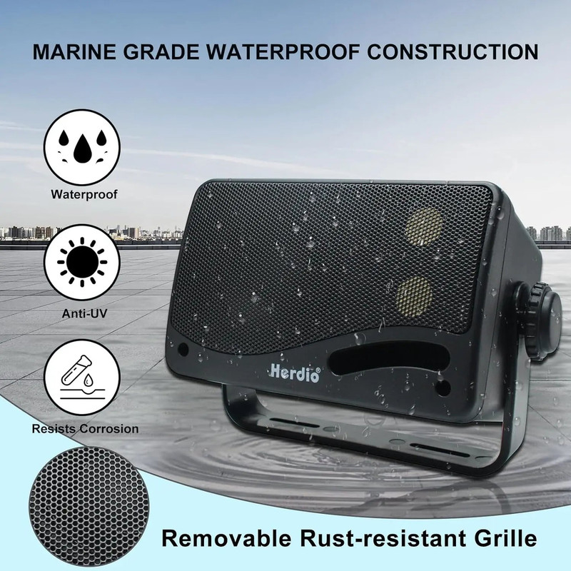 3-Way Waterproof Wall Mount Speakers Black - Image 1