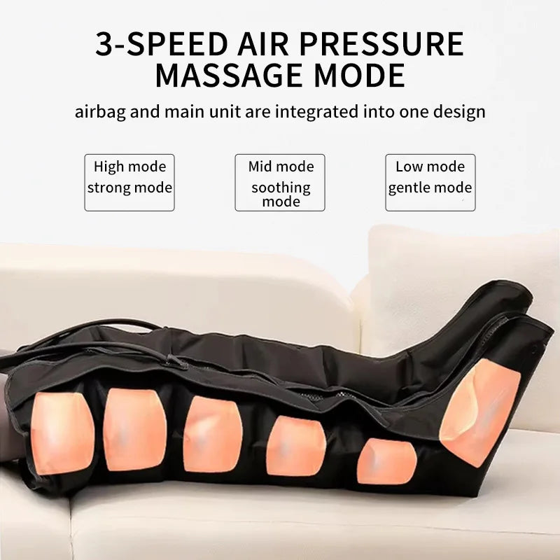 360 Air Pressure Leg Massager Boots with Remote Black - Image 1