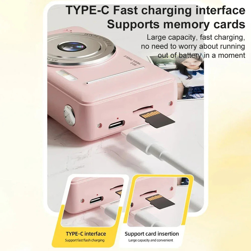 Retro Pocket Digital Camera Pink - Image 1