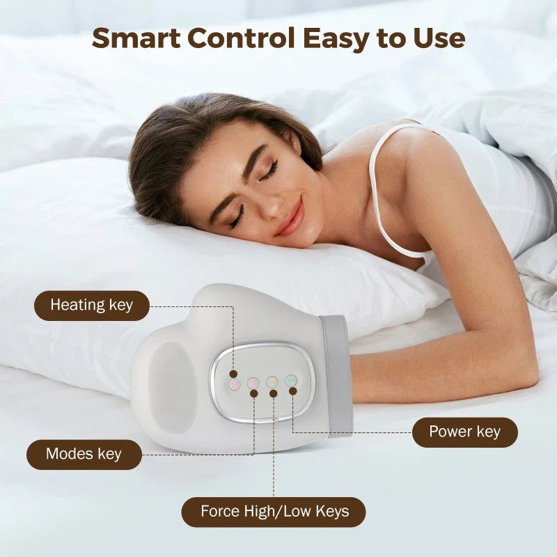 5-Level Electric Hand Massager with Hot Compress Grey - Image 1