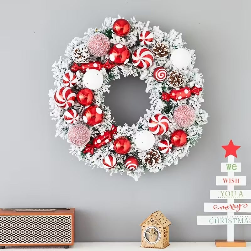 Classic Flocked Christmas Wreath Door & Wall Decor - Image 1