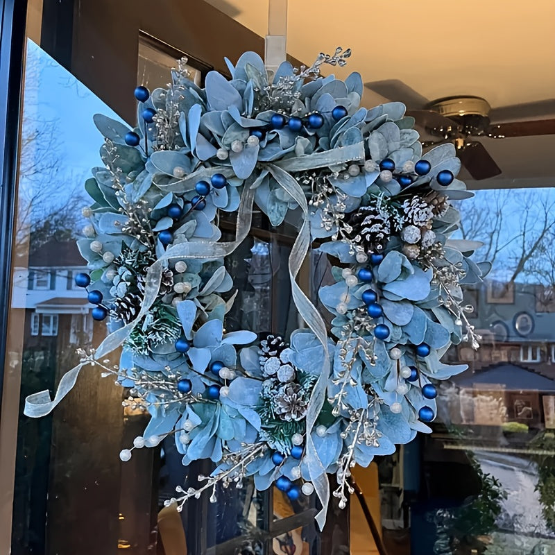 Blueberry Eucalyptus Wreath with Golden Accents - Image 1