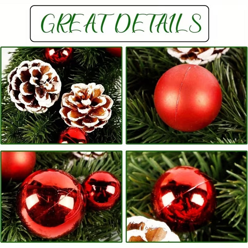 Pre-Lit Christmas Door Wreath LED Decor - Image 1