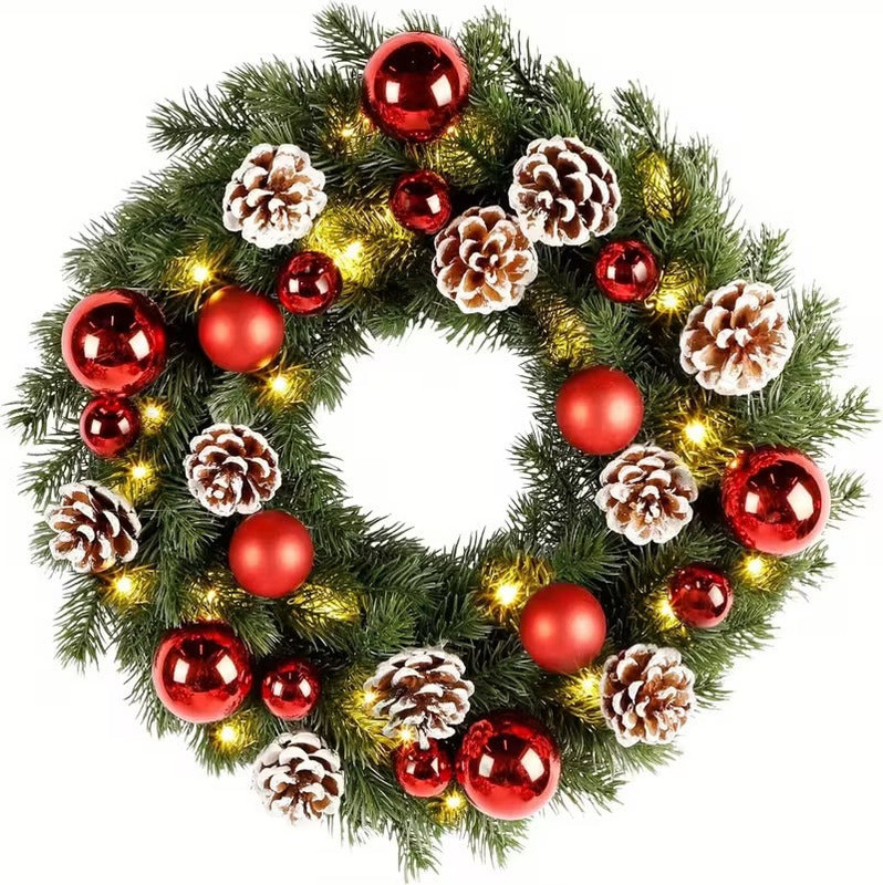 Pre-Lit Christmas Door Wreath LED Decor - Image 4