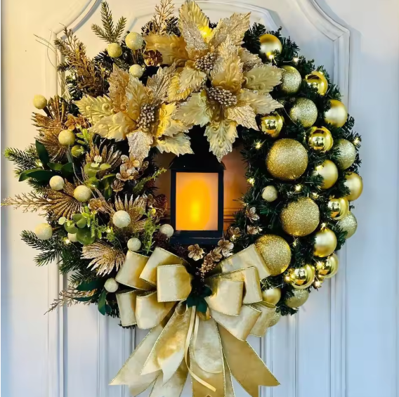 Snowman Fruit Nut Christmas Wreath - Image 1