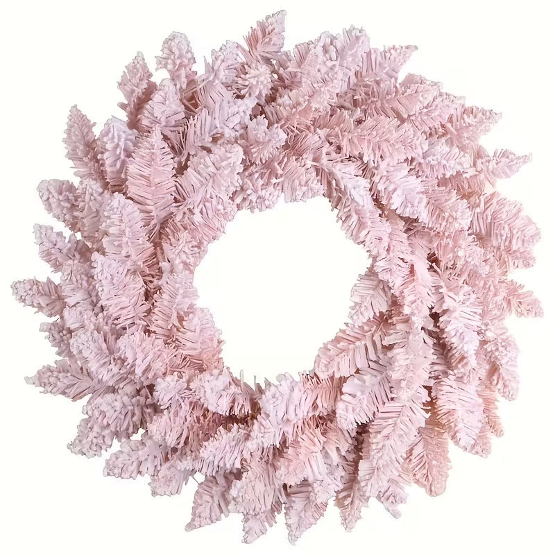 Pink Snowy Pine Christmas Wreath - Image 1