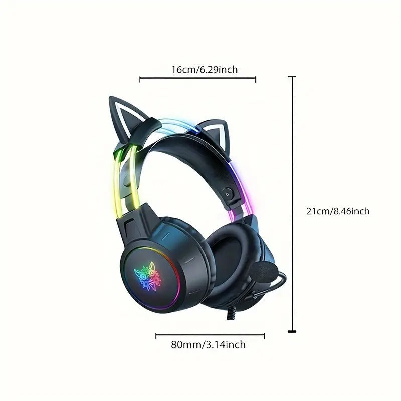 Gaming Headset with Detachable Cat Ear Microphone - Image 1