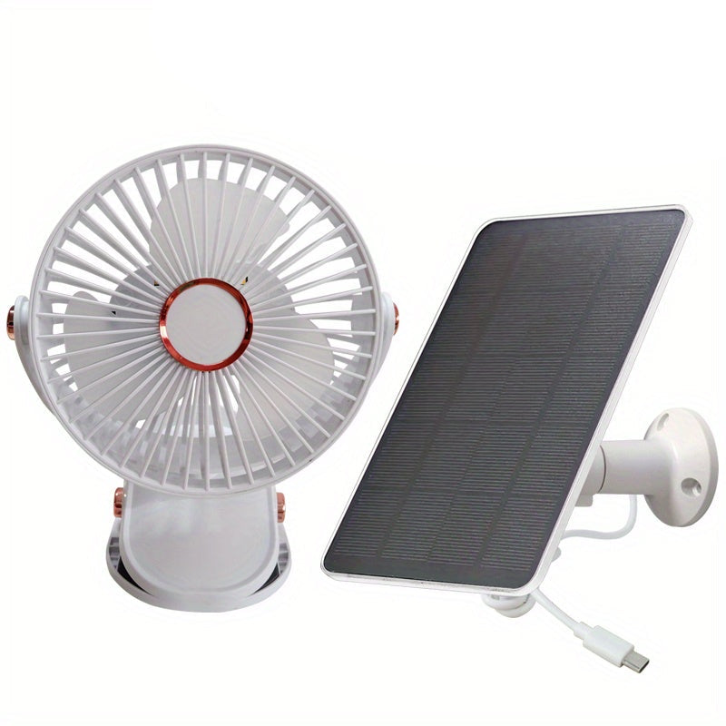Solar Battery Camping Fan with Light Rechargeable - Image 1