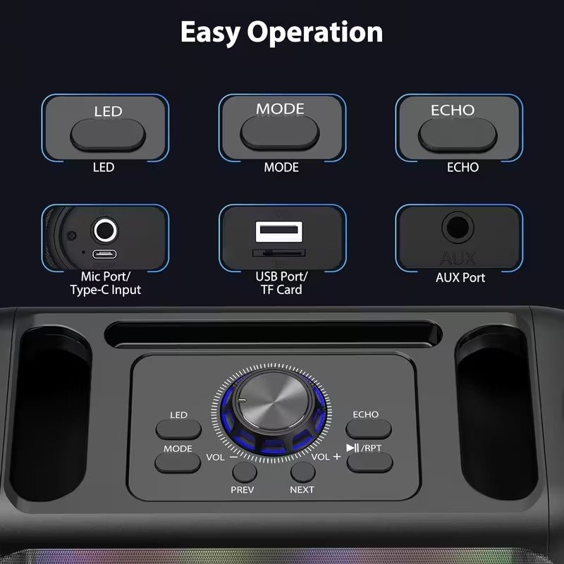 Portable Karaoke Speaker with 2 Wireless Microphones - Image 5