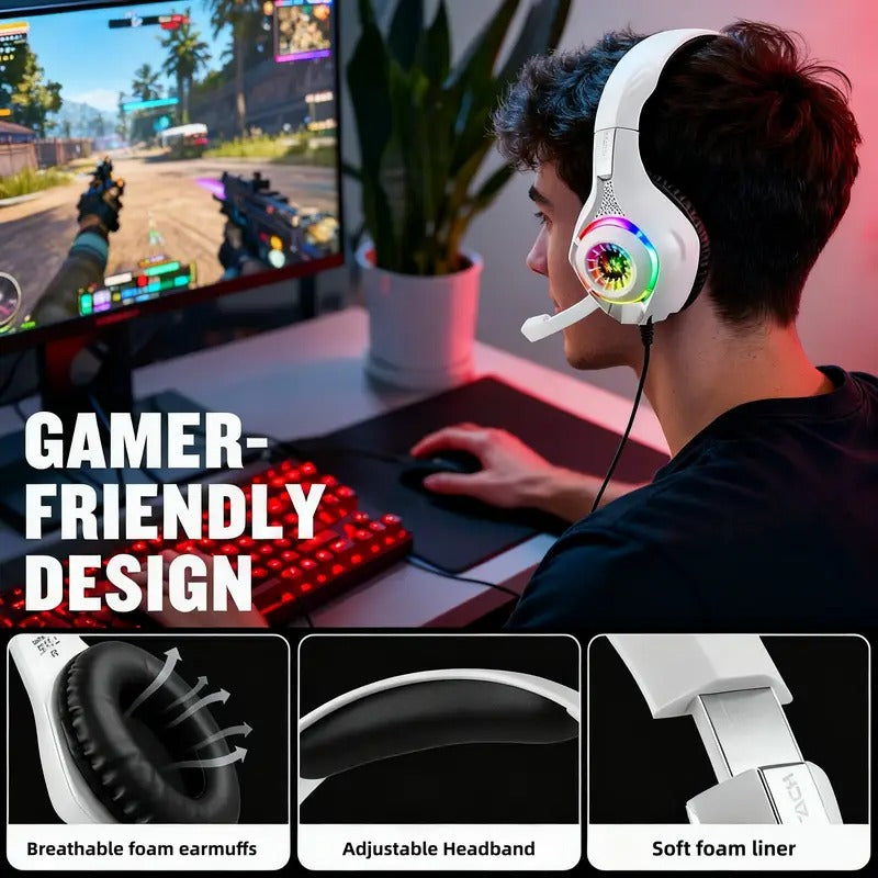 Gaming Headset with Mic, LED Light & Surround Bass - Image 3