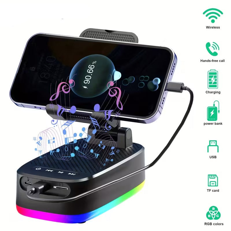 Wireless Speaker with Phone Holder and Power Bank - Image 1