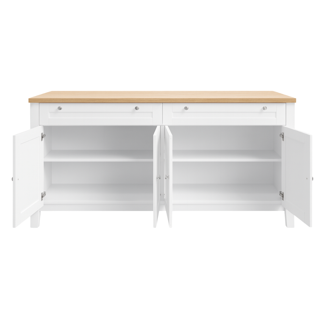 Noosa Buffet Sideboard White and Oak 4 Doors and 2 Drawers - Image 3