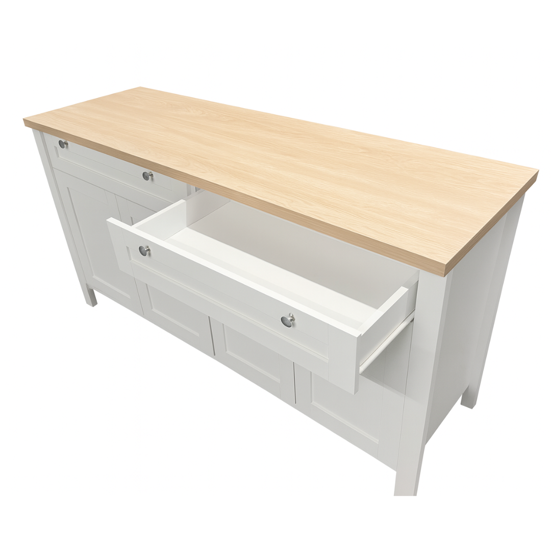 Noosa Buffet Sideboard White and Oak 4 Doors and 2 Drawers - Image 4