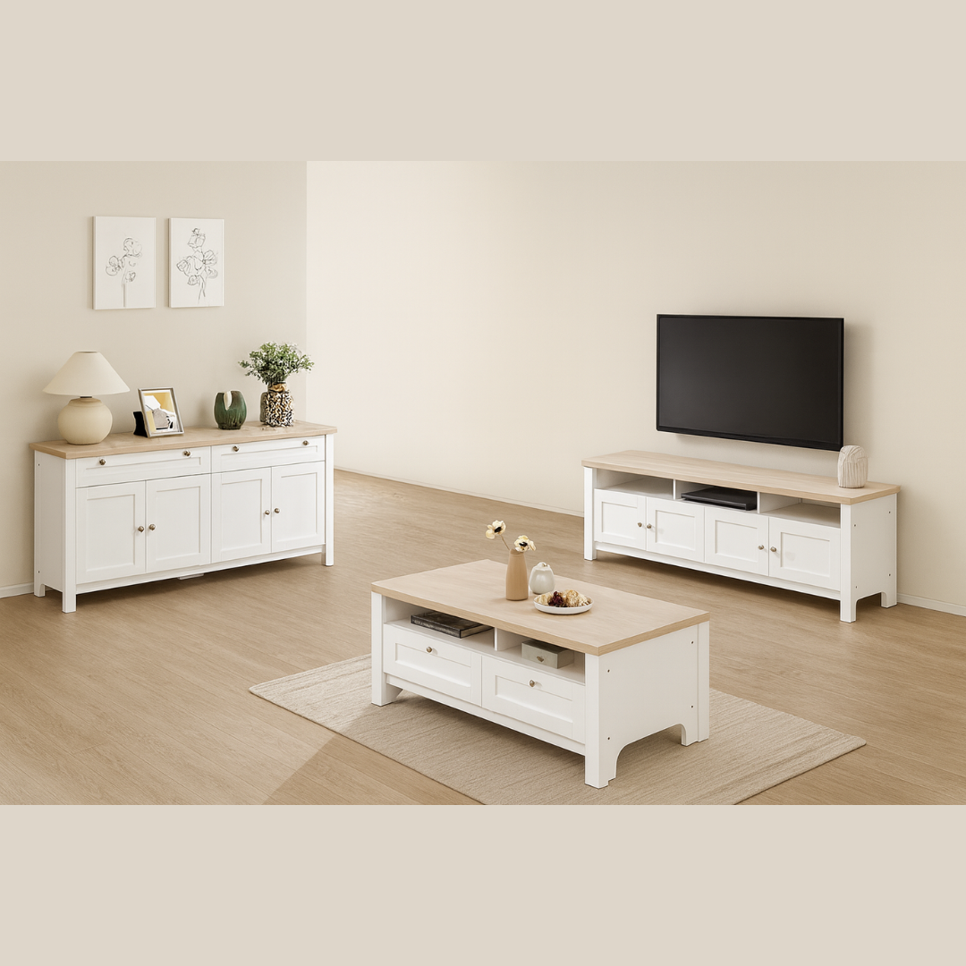 Noosa Buffet Sideboard White and Oak 4 Doors and 2 Drawers - Image 8
