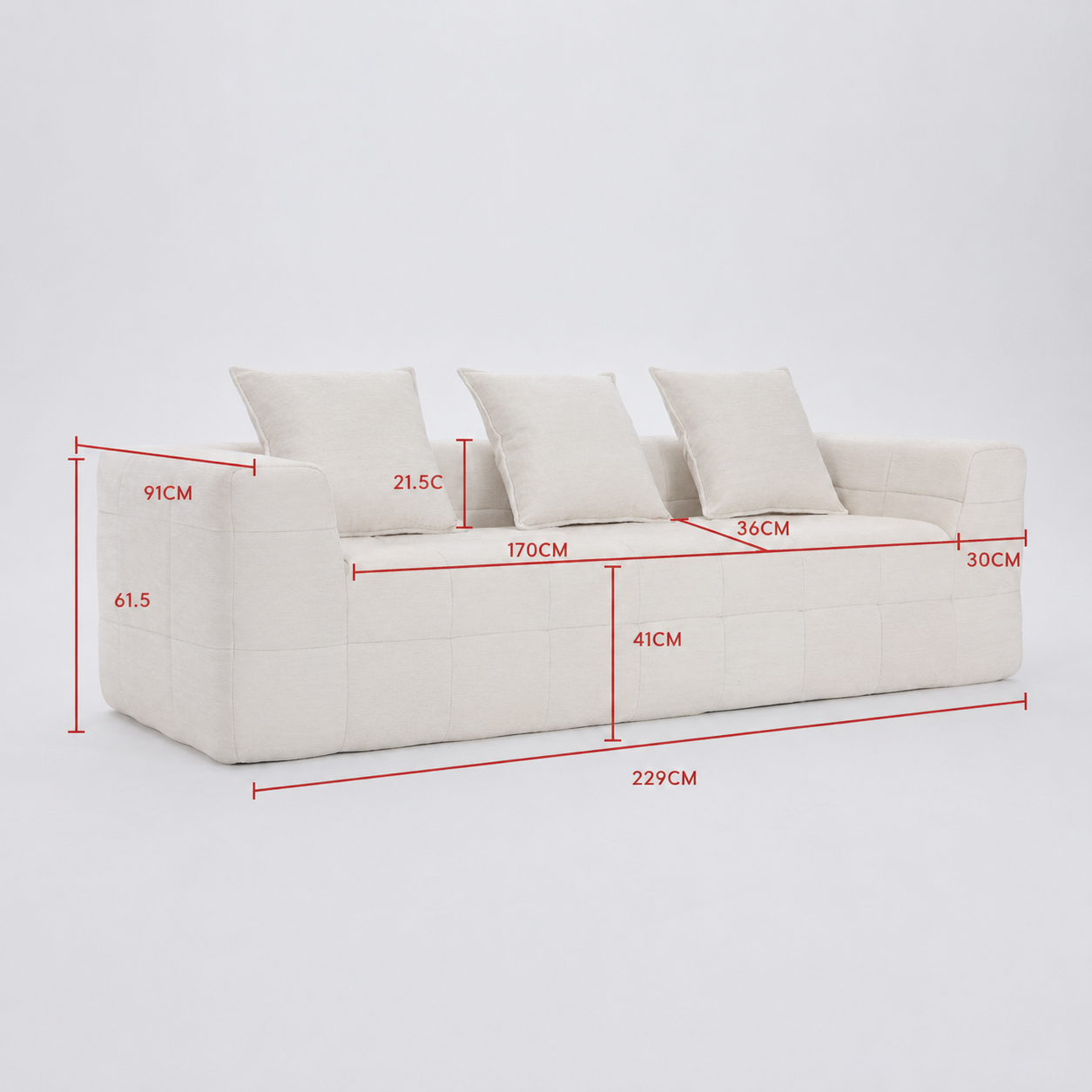 Monda 3 Seater Compressed Sofa - Image 8