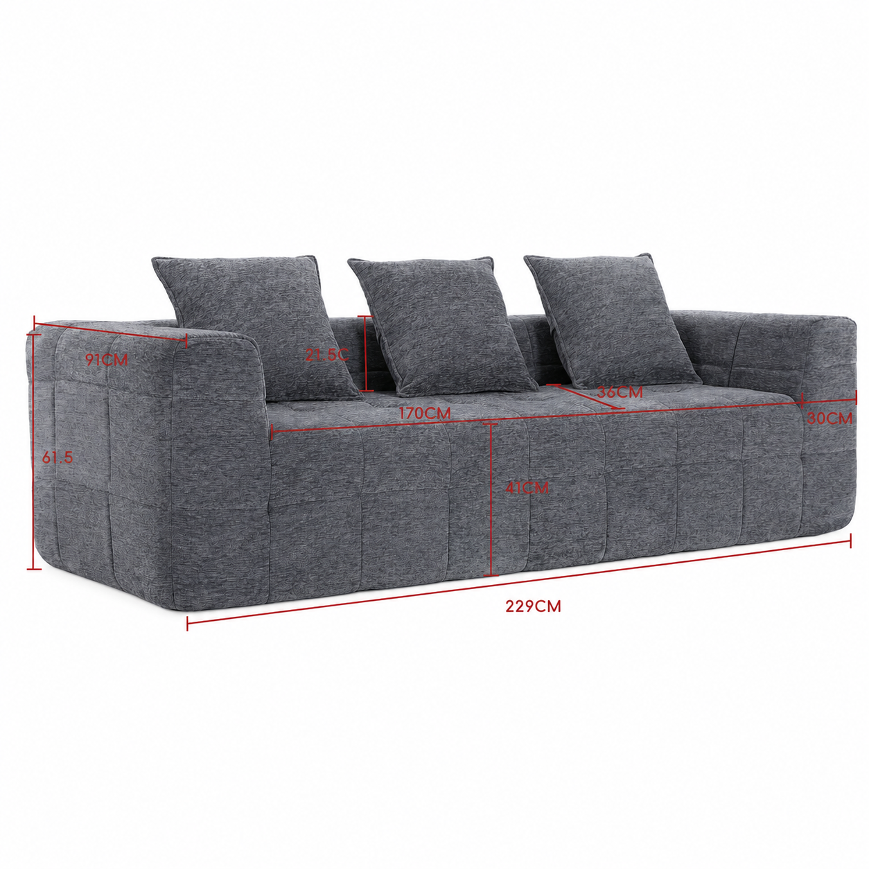 Monda 3 Seater Compressed Sofa - Image 8