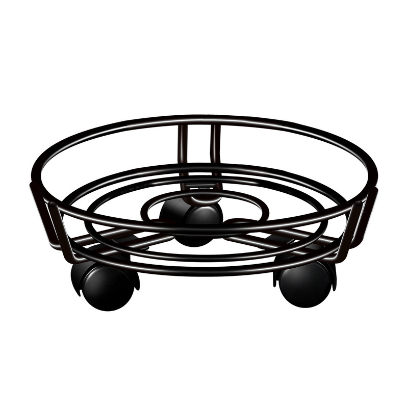 Movable Iron Potted Plant Stand for Home Garden Decoration-Black - Image 1