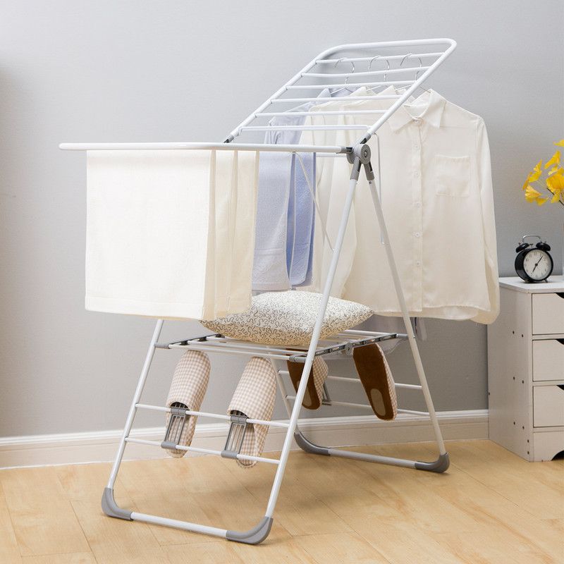 Floor-Standing Folding Wing-Shaped Drying Rack-White - Image 2