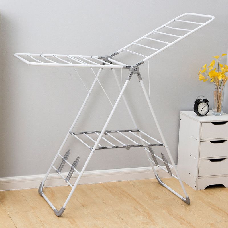 Floor-Standing Folding Wing-Shaped Drying Rack-White - Image 5