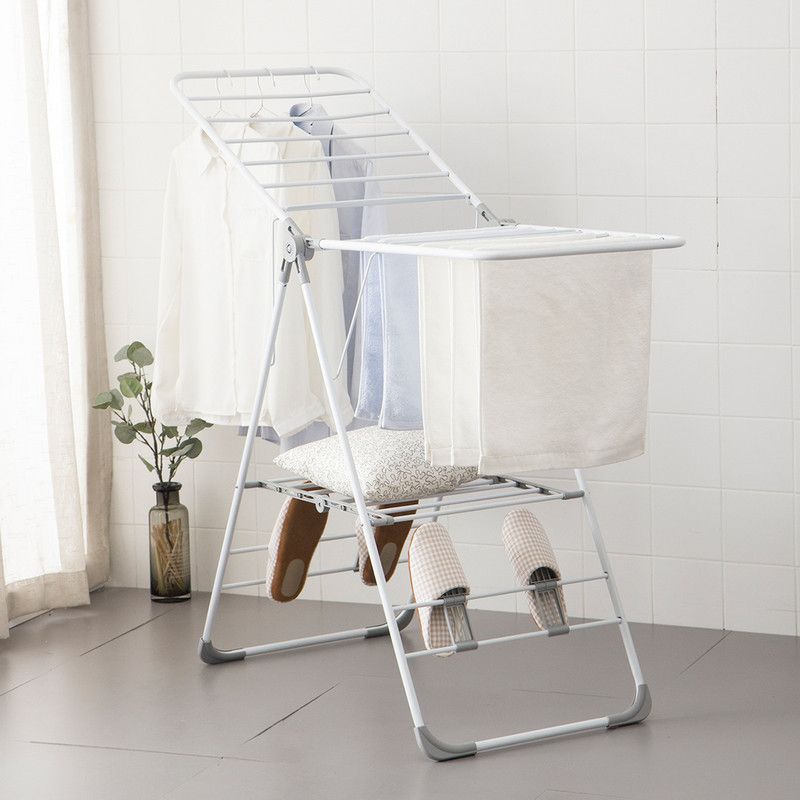 Floor-Standing Folding Wing-Shaped Drying Rack-White - Image 8
