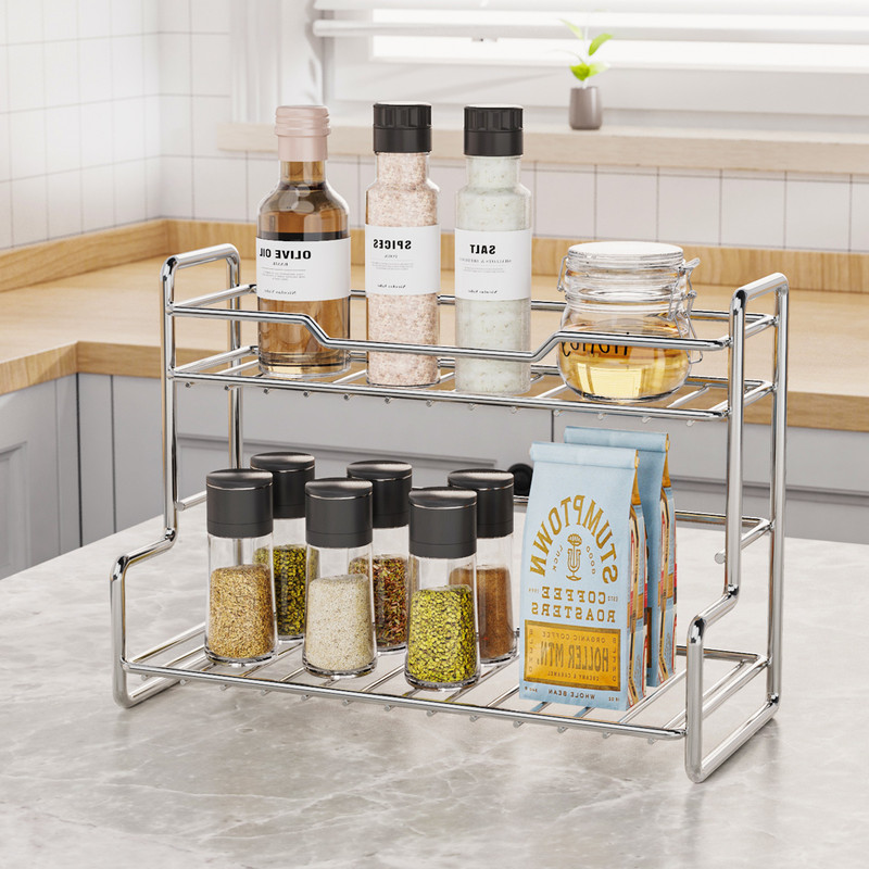 Mini Stainless Steel Kitchen Spice Storage Rack Bathroom And Toilet Organizer Rack-Silver - Image 2