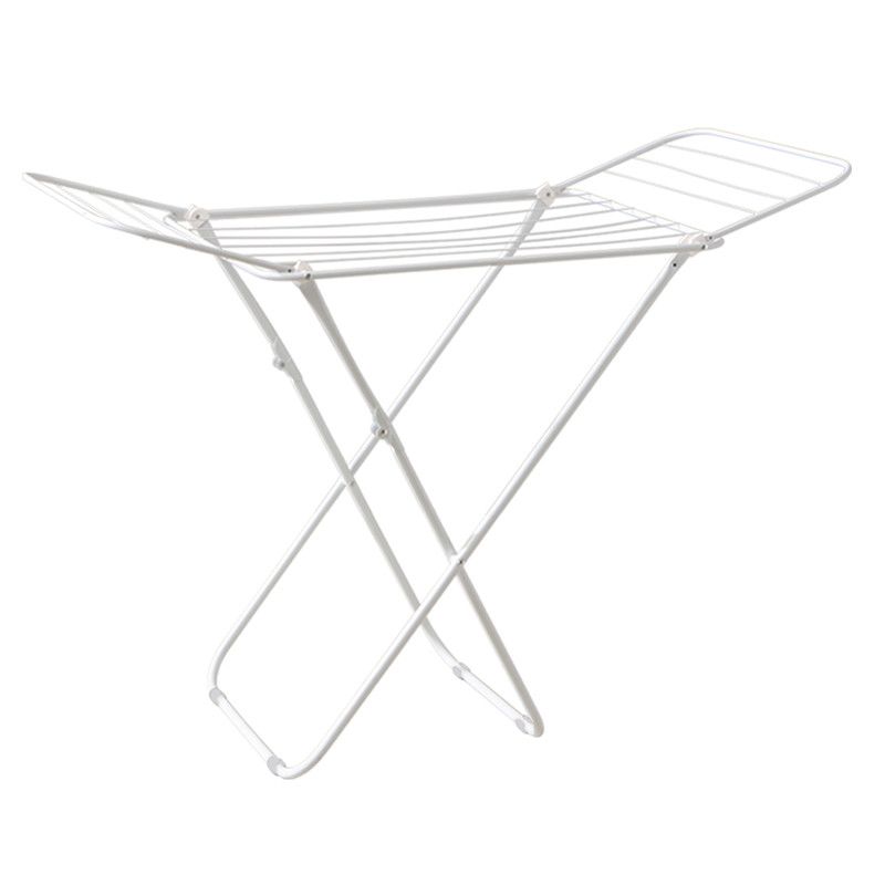Mini Double-Wing Floor-Standing Folding Clothes Drying Rack-White - Image 1