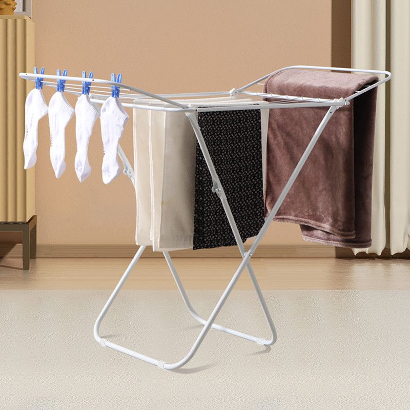 Mini Double-Wing Floor-Standing Folding Clothes Drying Rack-White - Image 2