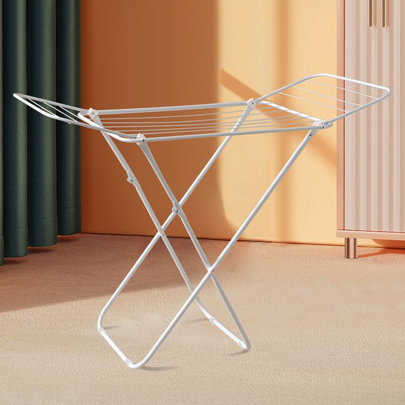 Mini Double-Wing Floor-Standing Folding Clothes Drying Rack-White - Image 3