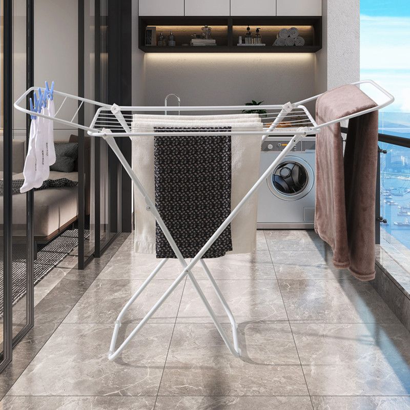 Mini Double-Wing Floor-Standing Folding Clothes Drying Rack-White - Image 7
