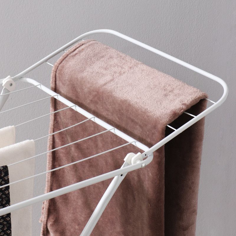 Mini Double-Wing Floor-Standing Folding Clothes Drying Rack-White - Image 8