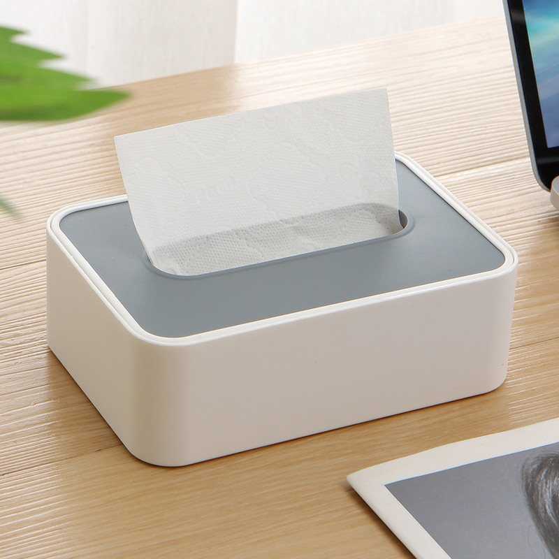 Desktop Tissue Box Height-Adjustable Storage Box for Home Living Room And Dining Room-White - Image 2
